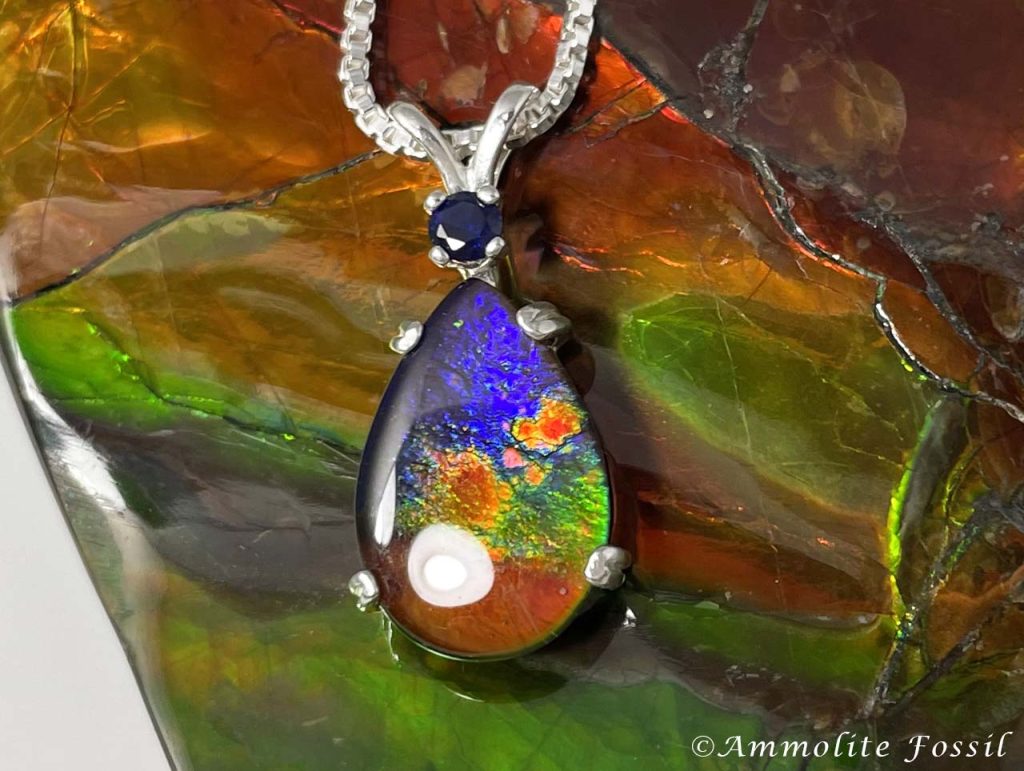 ammolite gemstone fossil AA grade necklace chromatic shift