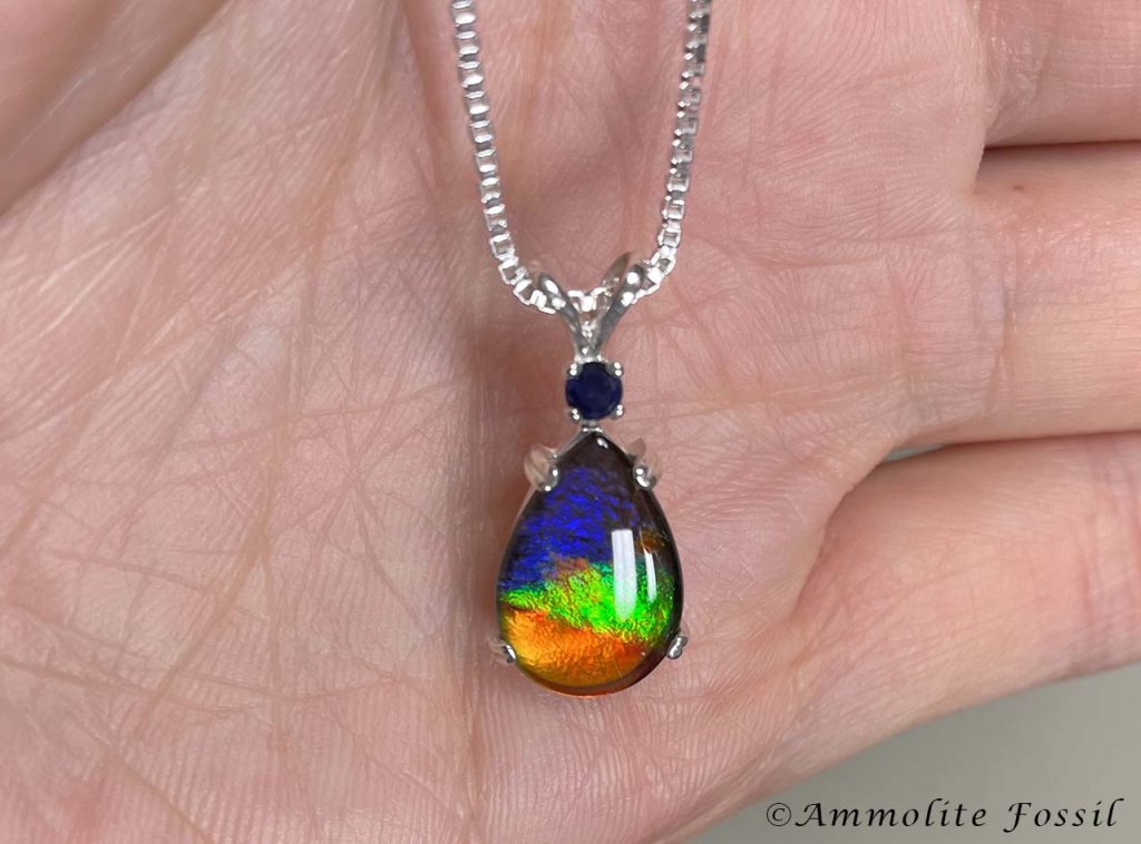 ammolite gemstone fossil AA grade pendant